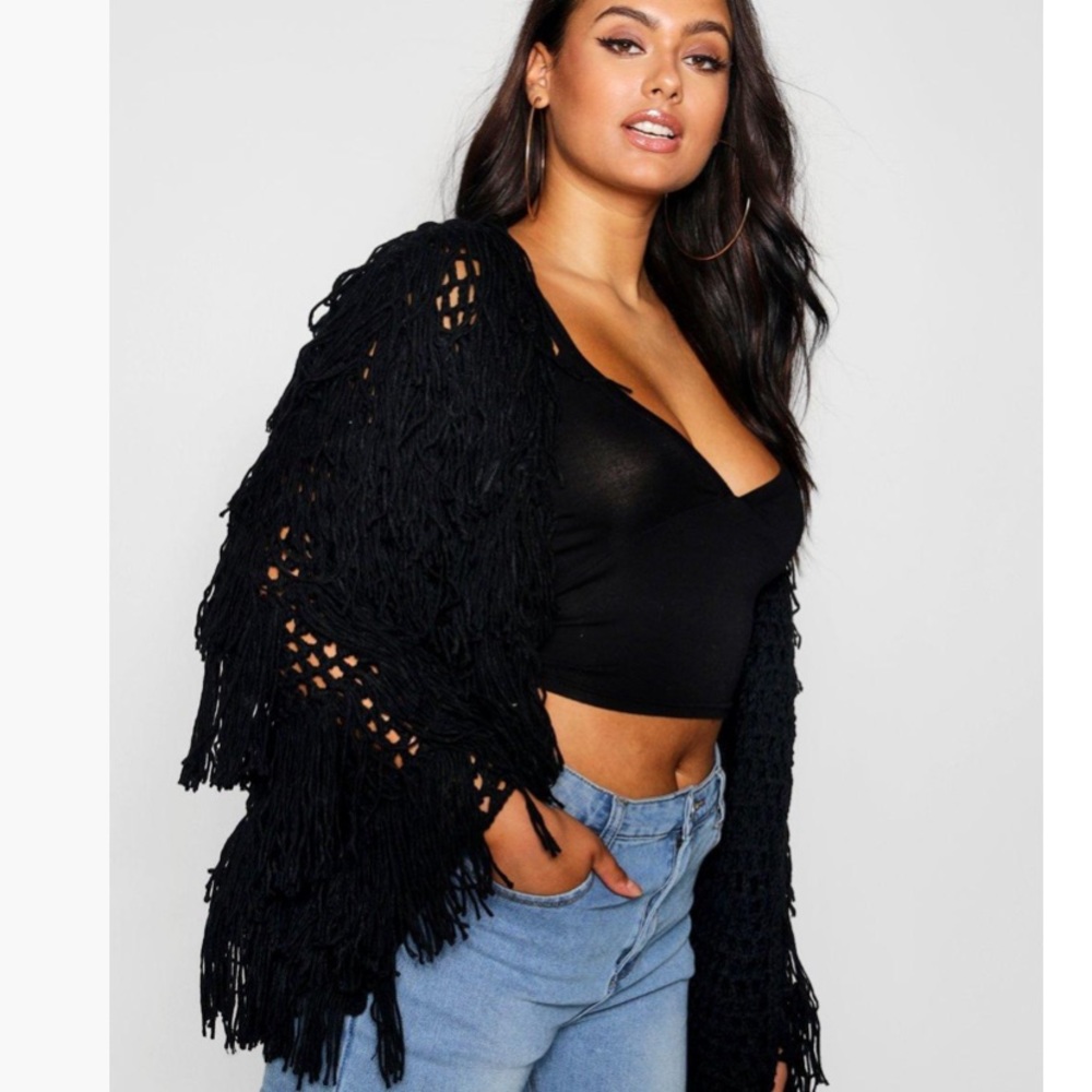Black fringe cardigan